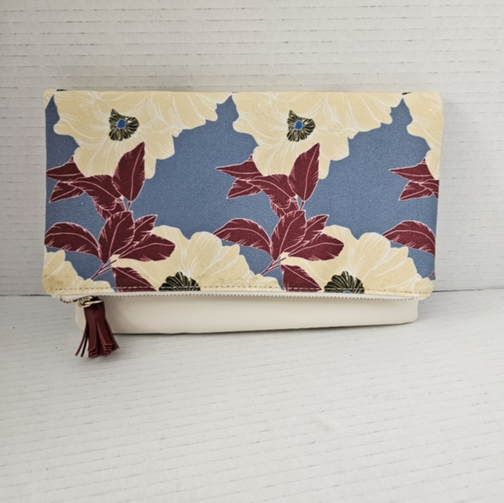 Rachel Pally Leather Floral Fold over Clutch